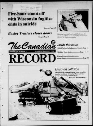 Primary view of object titled 'The Canadian Record (Canadian, Tex.), Vol. 106, No. 32, Ed. 1 Thursday, August 8, 1996'.