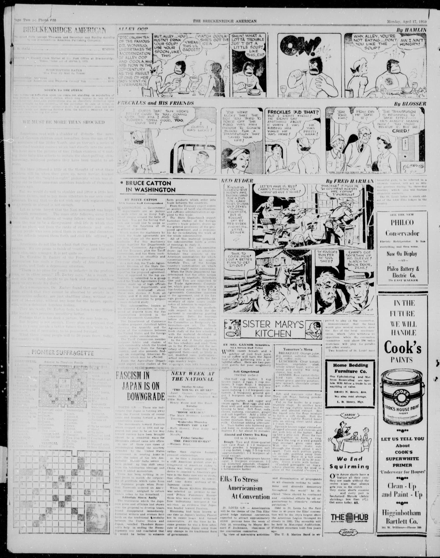 Breckenridge American (Breckenridge, Tex.), Vol. 19, No. 207, Ed. 1, Monday, April 17, 1939
                                                
                                                    [Sequence #]: 2 of 4
                                                
