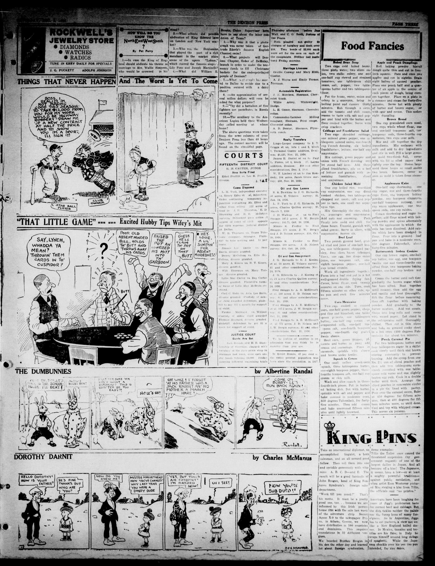 The Denison Press (Denison, Tex.), Vol. 3, No. 136, Ed. 1 Saturday, December 5, 1936
                                                
                                                    [Sequence #]: 3 of 4
                                                