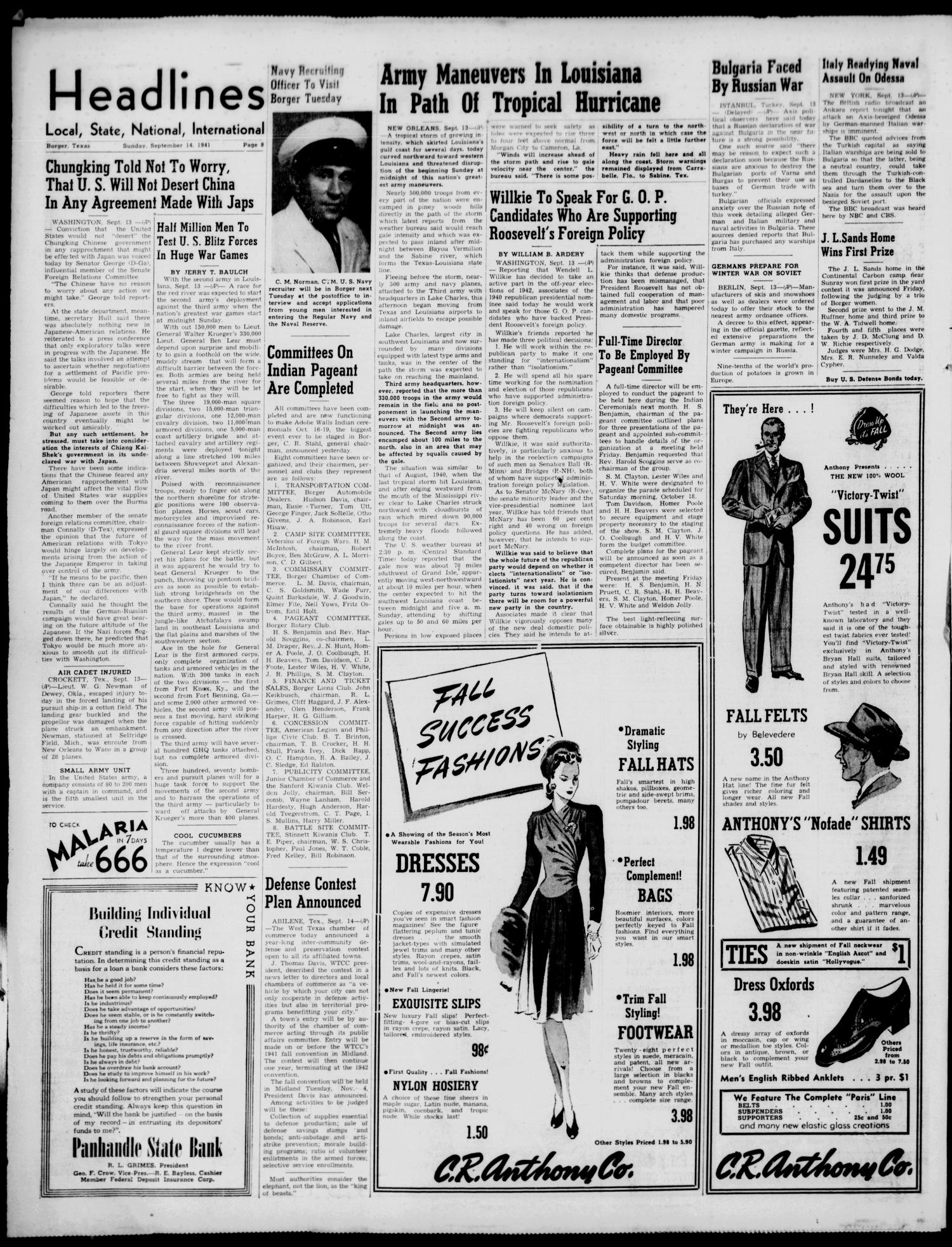 Borger Daily Herald (Borger, Tex.), Vol. 15, No. 253, Ed. 1 Sunday, September 14, 1941
                                                
                                                    [Sequence #]: 8 of 8
                                                