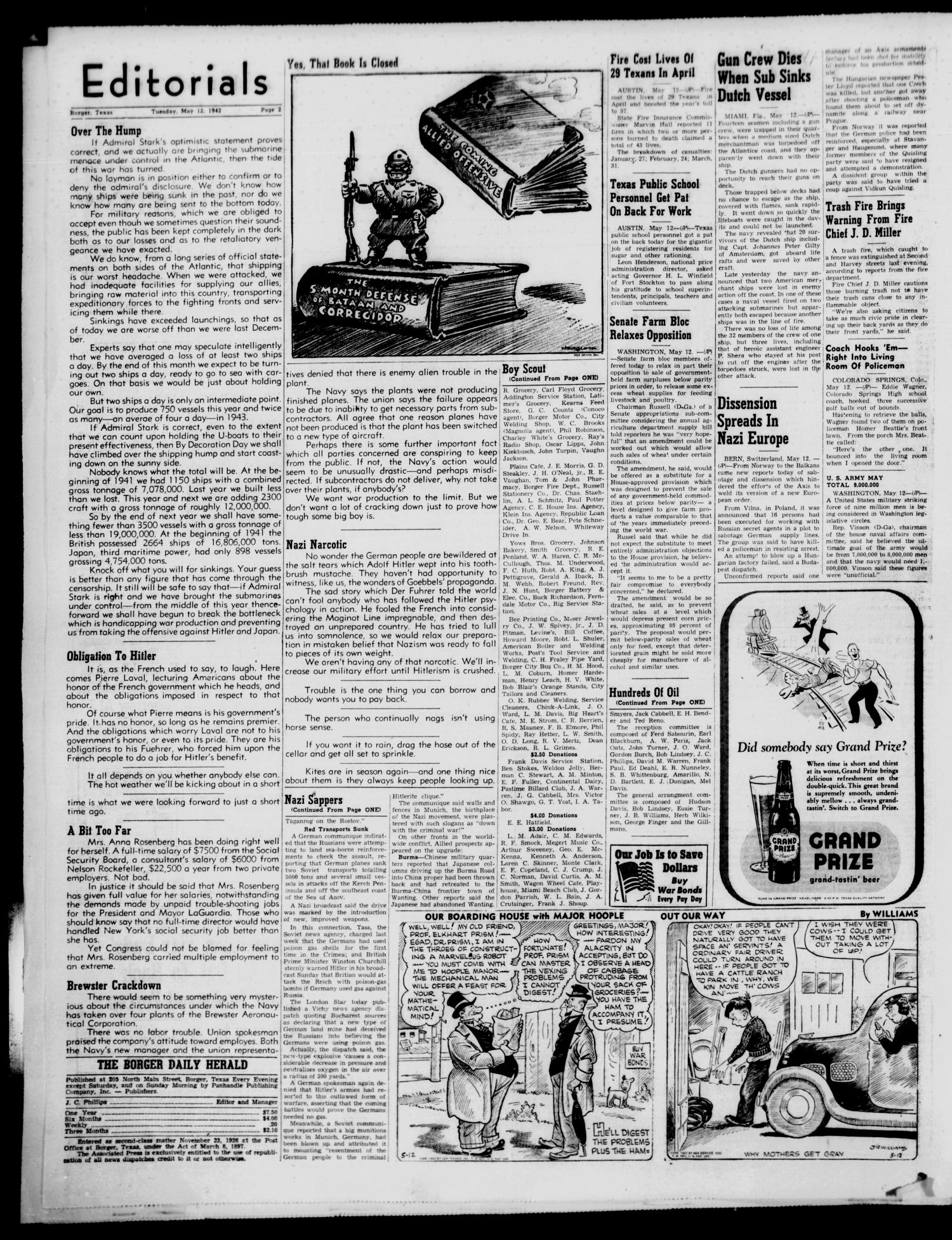 Borger Daily Herald (Borger, Tex.), Vol. 16, No. 147, Ed. 1 Tuesday, May 12, 1942
                                                
                                                    [Sequence #]: 2 of 7
                                                