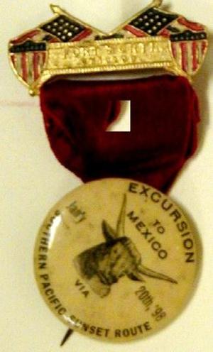 [Medal and button connected by a red ribbon reads "FORT WORTH CHICAGO"]