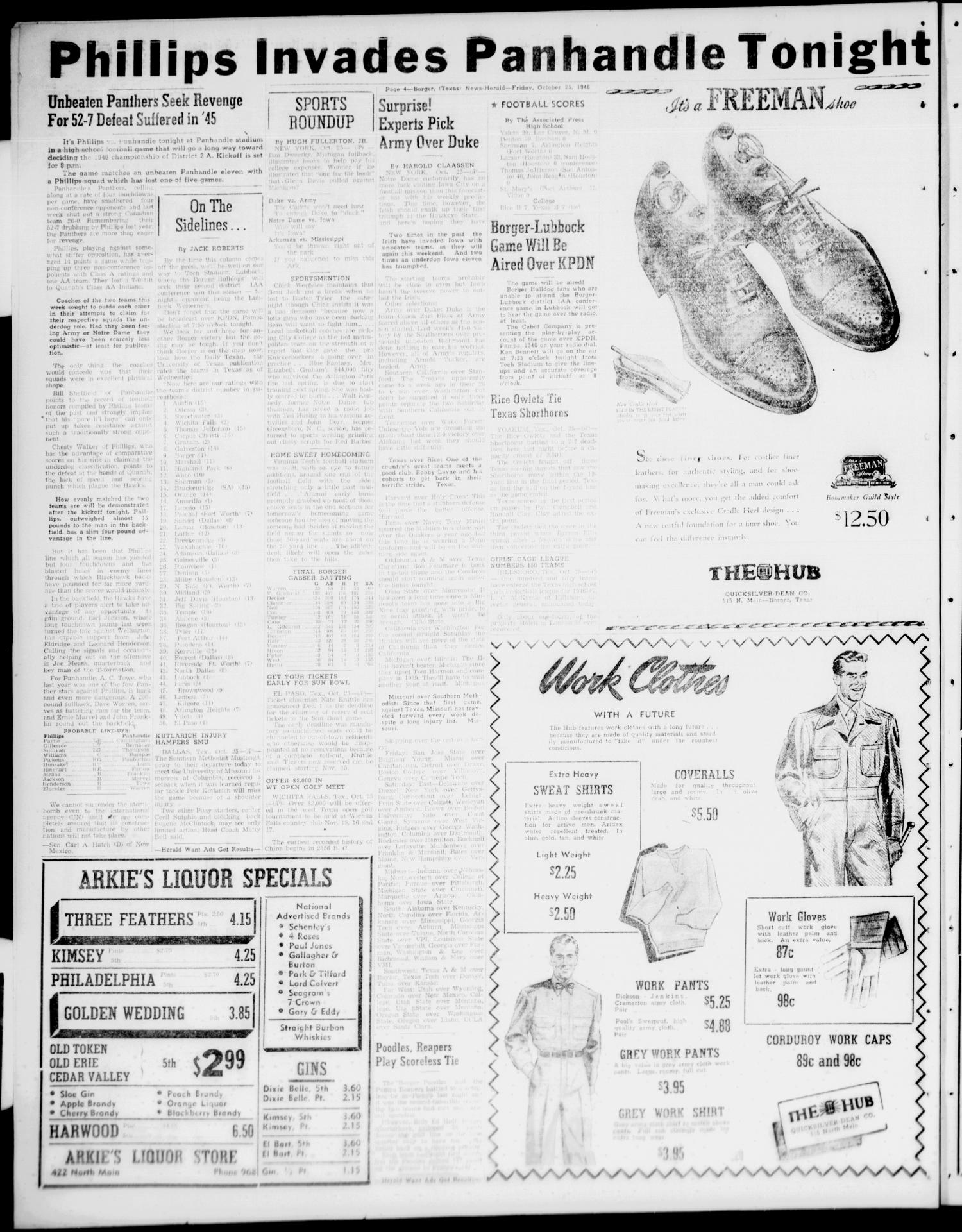 Borger News-Herald (Borger, Tex.), Vol. 20, No. 287, Ed. 1 Friday, October 25, 1946
                                                
                                                    [Sequence #]: 4 of 10
                                                