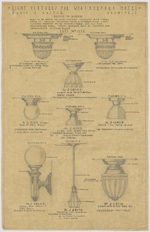 Primary view of object titled 'Weatherford Hotel Mechanical Plans, Weatherford, Texas: Light Fixtures'.