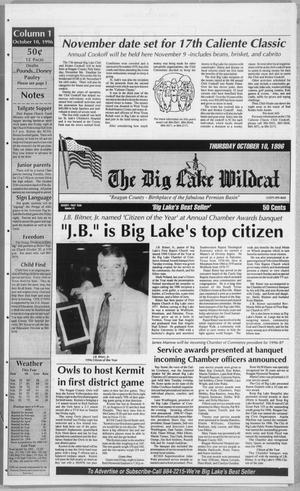 Primary view of object titled 'The Big Lake Wildcat (Big Lake, Tex.), Vol. SEVENTY FIRST YEAR, No. 41, Ed. 1 Thursday, October 10, 1996'.
