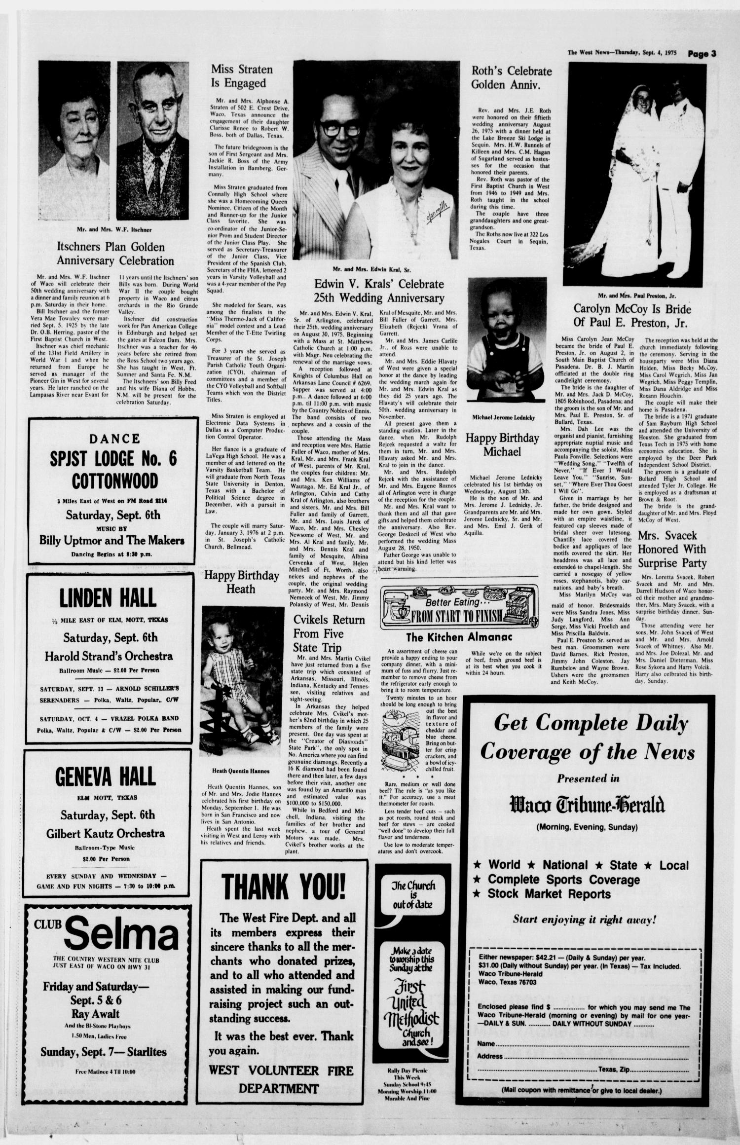 The West News (West, Tex.), Vol. 85, No. 36, Ed. 1 Thursday, September 4, 1975
                                                
                                                    [Sequence #]: 3 of 8
                                                