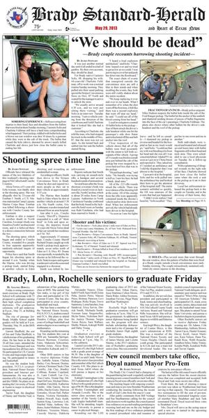 Primary view of object titled 'Brady Standard-Herald and Heart of Texas News (Brady, Tex.), Ed. 1 Wednesday, May 29, 2013'.