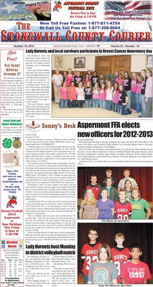 The Stonewall County Courier (Aspermont, Tex.), Vol. 25, No. 43, Ed. 1 Thursday, October 18, 2012
