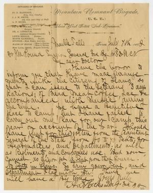 [Letter from A. F. Hicks to Dr. Joseph Pound, July 17, 1898]