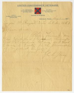 Primary view of object titled '[Letter from John C. Jones to Dr. Joseph Pound, August 1,1898]'.