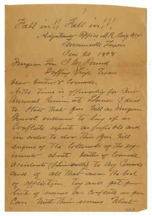 [Letter from Lieutenant Colonel William Smith to Dr. Joseph Pound, June 20, 1898]