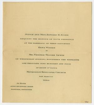 [Two Wedding Invitations from Judge and Mrs. Edward Reeves Kone]