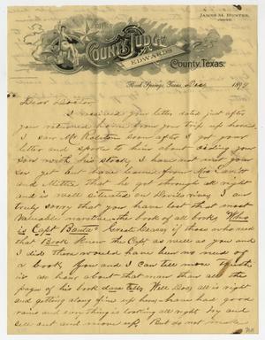 Primary view of object titled '[Letter from James M. Hunter to Dr. Joseph Pound, December 1899]'.