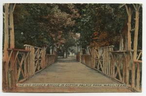 Primary view of object titled '[Postcard of Cotton Palace Park Bridge]'.