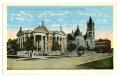 Thumbnail image of item number 1 in: '[Postcard of Library and Church in Houston, Texas]'.