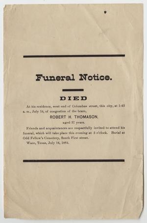 Primary view of [Funeral Notice for Robert H. Thomason]