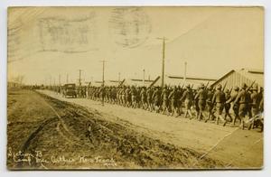 [Postcard of Soldiers Marching at Camp MacArthur]