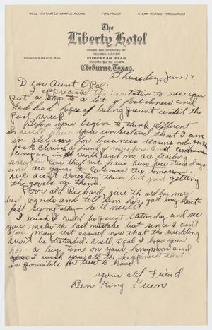 Primary view of object titled '[Letter from Ben King Green to Opal Roberts, June 18, 1931]'.