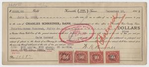 Primary view of object titled '[Promissory Note from W. H. Bonnell to Charles Schreiner Bank]'.