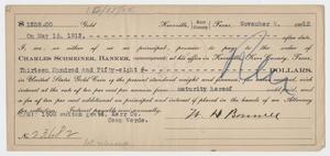 Primary view of object titled '[Promissory Note from W. H. Bonnell to Charles Schreiner]'.