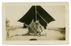 Primary view of object titled '[Photograph of Two Soldiers having Fun]'.