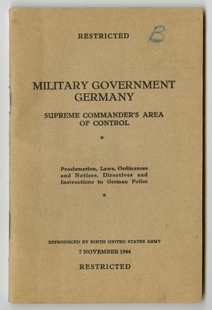 Primary view of object titled '[Brochure of the Military Government in Germany]'.