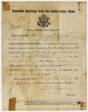 Primary view of object titled '[Honorable Discharge Paper to George E. Morse]'.