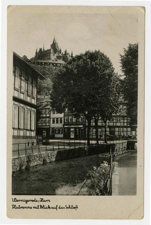 Primary view of object titled '[Postcard with a Photo of a Small River in Wernigerode, Germany]'.