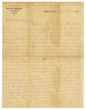 Primary view of object titled '[Letter from Walter Gresham to Miss Lorraine, October 23, 1915]'.