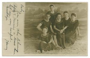 Primary view of object titled '[Postcard Showing Harry Bahl with a Group of Friends at Galveston,'.
