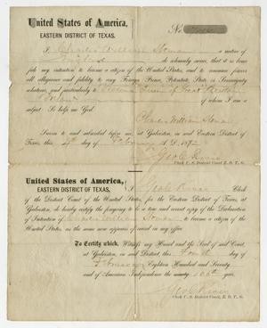 Primary view of object titled '[Certificate of Declaration for Charles William Sloman]'.