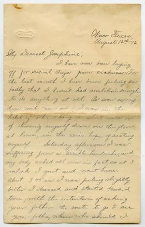 [Letter from John K. Strecker, Jr. to Josephine Bahl, August 12, 1896]