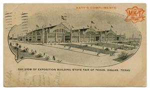 [Postcard Showing a View of the Exposition Building in Dallas, Texas]