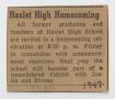 Thumbnail image of item number 1 in: '[Newspaper Clipping Advertising the Haslet High School Homecoming]'.