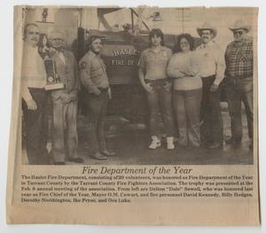 Primary view of object titled '[Newspaper Clipping Showing the Haslet Fire Department]'.