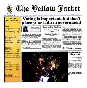 The Yellow Jacket (Brownwood, Tex.), Vol. 103, No. 4, Ed. 1 Thursday, October 25, 2012