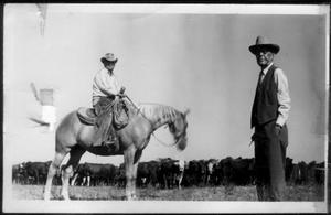 [Photograph of Albert Peyton George and a cowboy on horseback]