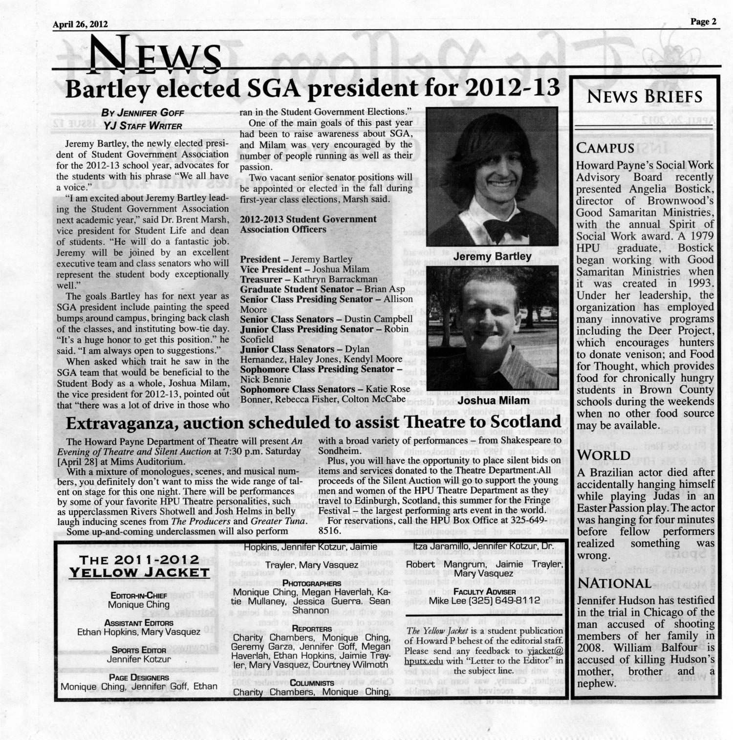 The Yellow Jacket (Brownwood, Tex.), Vol. 102, No. 12, Ed. 1 Thursday, April 26, 2012
                                                
                                                    [Sequence #]: 2 of 16
                                                
