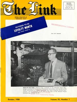 Primary view of object titled 'The Link, Volume 9, Number 1, October 1958'.