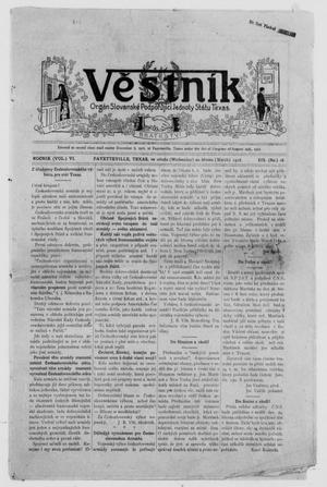 Primary view of object titled 'Věstník (Fayetteville, Tex.), Vol. 6, No. 18, Ed. 1 Wednesday, March 20, 1918'.