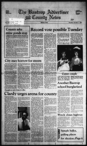 Primary view of object titled 'The Bastrop Advertiser and County News (Bastrop, Tex.), Vol. 131, No. 70, Ed. 1 Thursday, November 1, 1984'.