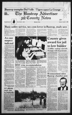 The Bastrop Advertiser and County News (Bastrop, Tex.), Vol. 135, No. 62, Ed. 1 Monday, October 3, 1988