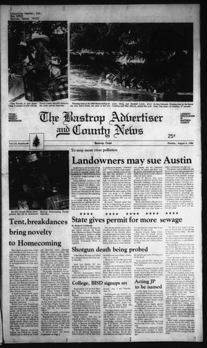 Primary view of object titled 'The Bastrop Advertiser and County News (Bastrop, Tex.), Vol. 131, No. 46, Ed. 1 Monday, August 6, 1984'.