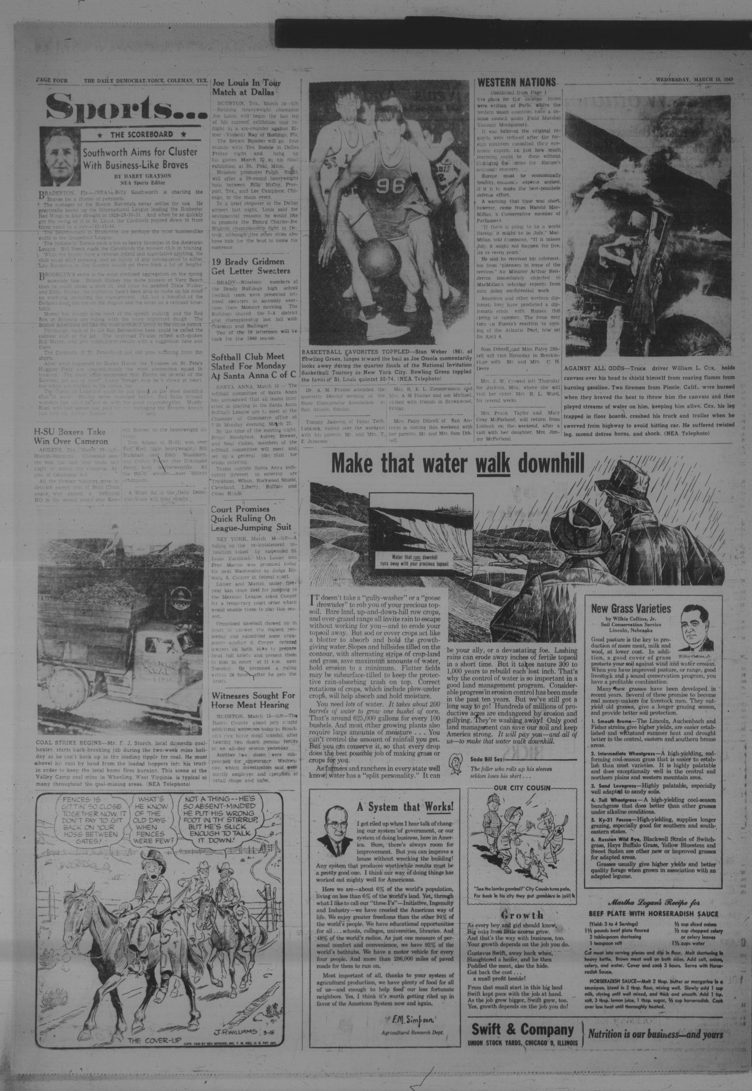 Coleman Daily Democrat-Voice (Coleman, Tex.), Vol. 1, No. 107, Ed. 1 Wednesday, March 16, 1949
                                                
                                                    [Sequence #]: 4 of 6
                                                
