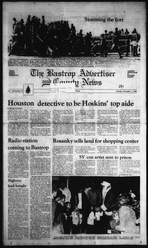 Primary view of object titled 'The Bastrop Advertiser and County News (Bastrop, Tex.), Vol. 138, No. 79, Ed. 1 Monday, December 3, 1984'.