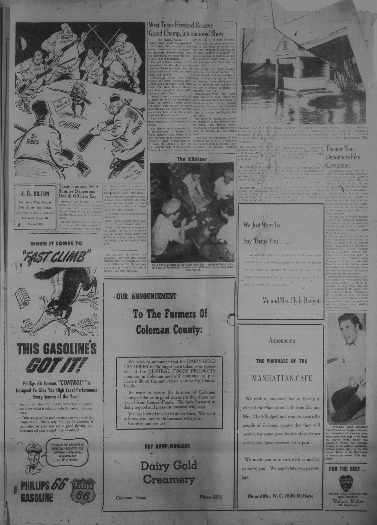 Coleman Daily Democrat-Voice (Coleman, Tex.), Vol. 1, No. 22, Ed. 1 Thursday, December 2, 1948
                                                
                                                    [Sequence #]: 3 of 6
                                                