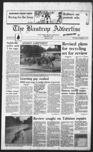Primary view of object titled 'The Bastrop Advertiser (Bastrop, Tex.), Vol. 139, No. 75, Ed. 1 Thursday, November 19, 1992'.