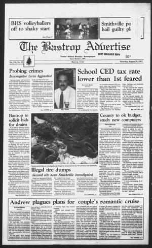 Primary view of object titled 'The Bastrop Advertiser (Bastrop, Tex.), Vol. 139, No. 52, Ed. 1 Saturday, August 29, 1992'.