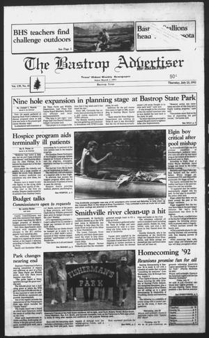 Primary view of object titled 'The Bastrop Advertiser (Bastrop, Tex.), Vol. 139, No. 41, Ed. 1 Thursday, July 23, 1992'.