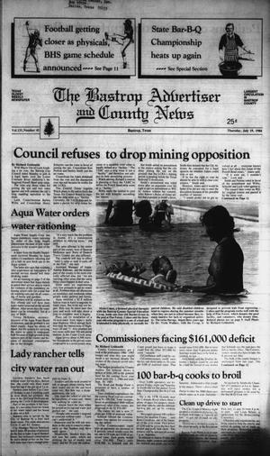 Primary view of object titled 'The Bastrop Advertiser and County News (Bastrop, Tex.), Vol. 131, No. 41, Ed. 1 Thursday, July 19, 1984'.